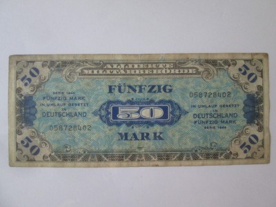 Germania 50 Mark 1944 ocupatia aliata WWII foto