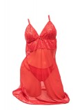 Cumpara ieftin Babydoll Rosu Dantela Tull Luan, Lenjerie Sexy Dama, Marimea M, Neglijeu Elegant, Personalizabil