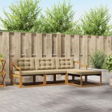 vidaXL Set de canapele de exterior cu pernă 4 pcs Natural și Bej 3369348
