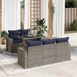 Gossi set mobilier gradina cu perne 6 piese gri poliratan/lemn acacia