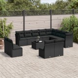 Cumpara ieftin Gossi set mobilier de gradina cu perne, 13 piese, negru, poliratan
