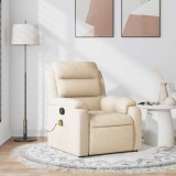 VidaXL Fotoliu rabatabil de masaj, crem, material textil