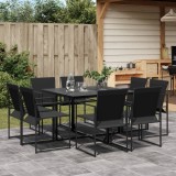 Gossi set mobilier de gradina, 9 piese, negru, textilena
