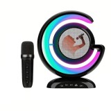 Statie smart, microfon si boxa wireless, pentru karaoke, copii sau adulti, cu slot pentru card, sau conectare la telefon, portabila, negru