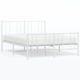 Cumpara ieftin Cadru de pat metalic cu tablie de cap/picioare, alb, 140x190 cm