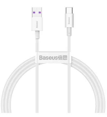 Cablu incarcare/transfer Baseus Superior, USB/USB Type-C, 66W, 6A, 1m, Alb