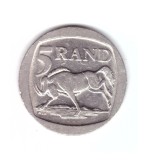 Moneda Africa de Sud 5 rand 1995, stare buna, curata, Cupru-Nichel