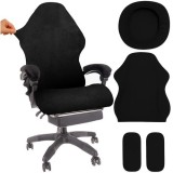 Husa protectie scaun gaming, 4 parti, universala, lavabila, poliester elastic, negru