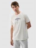 Tricou cu imprimeu pentru bărbați - culoarea crem, 4F Sportswear