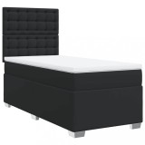 Cumpara ieftin Pat continental cu saltea, negru, 80x200 cm, piele ecologica