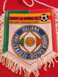 Fanion - Federatia de Fotbal din ITALIA (CM 1982) pe spate rezultate calificari