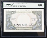 1000 lei Martie 1943 PMG66 unc bancnota gradata