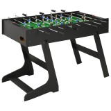 Masa Fotbal Pliabila vidaXL, 121 cm, Negru, MDF+Otel, 2 Mingi, 22 Jucatori, Joc 1 la 1 sau Grup