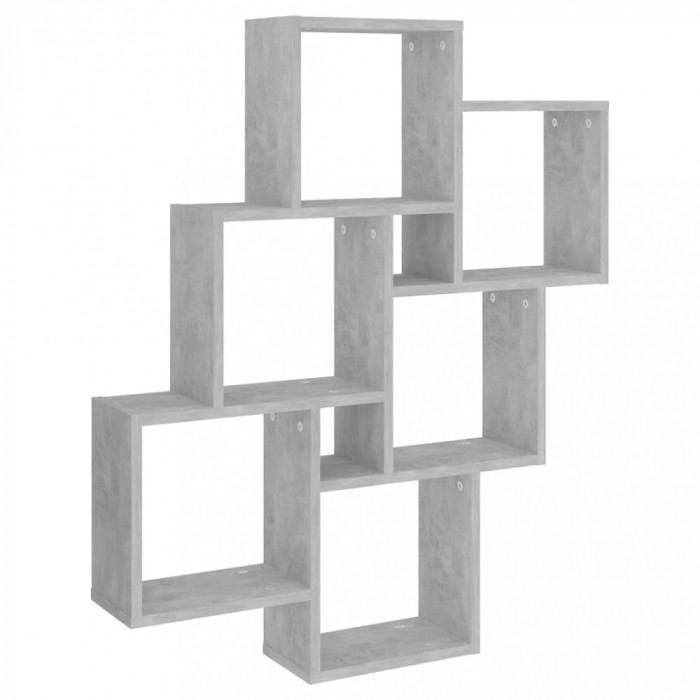 Raft de perete cub, gri beton, 78x15x93 cm, PAL
