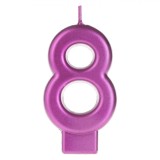 Lum&acirc;nare Aniversară Număr, Fucsia Metalizat, 8
