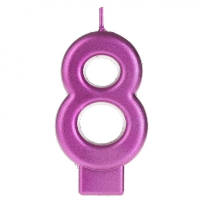 Lum&acirc;nare Aniversară Număr, Fucsia Metalizat, 8