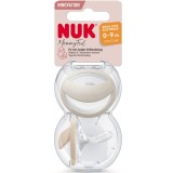 Suzeta Mommyfeel Nuk, Silicon, 0-9 Luni, Speciala Pentru Copii Alaptati, Forma Ortodontica, Set 2Buc/Cutie, Gri/Crem