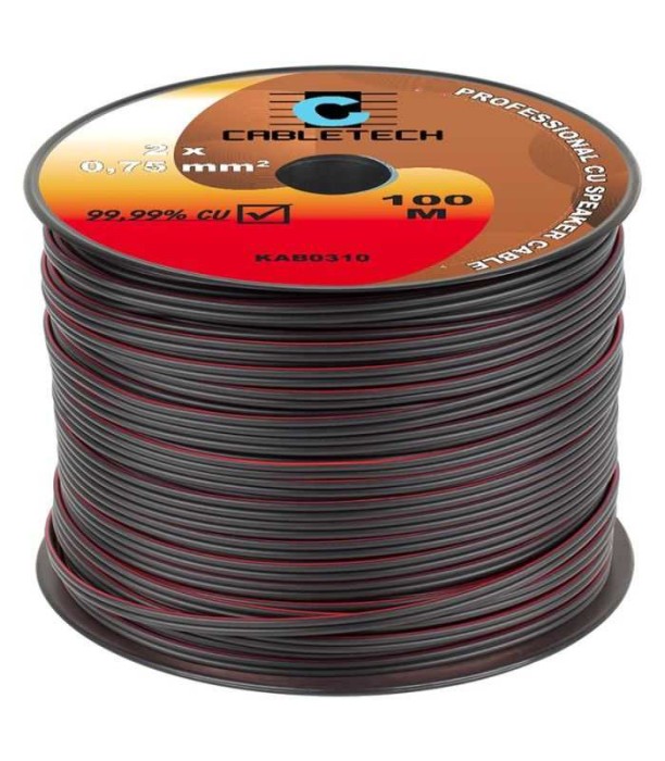 Cablu difuzor negru 2x0.75mm cupru 1m Cabletech KAB0310