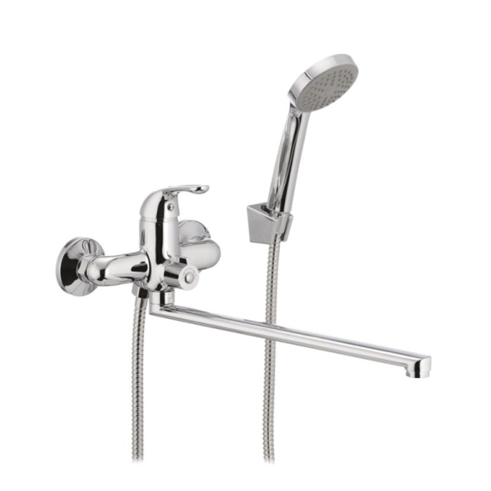 Baterie pentru cada Mixxus, 25 cm, otel inoxidabil, monocomanda, carcasa polimer, Argintiu