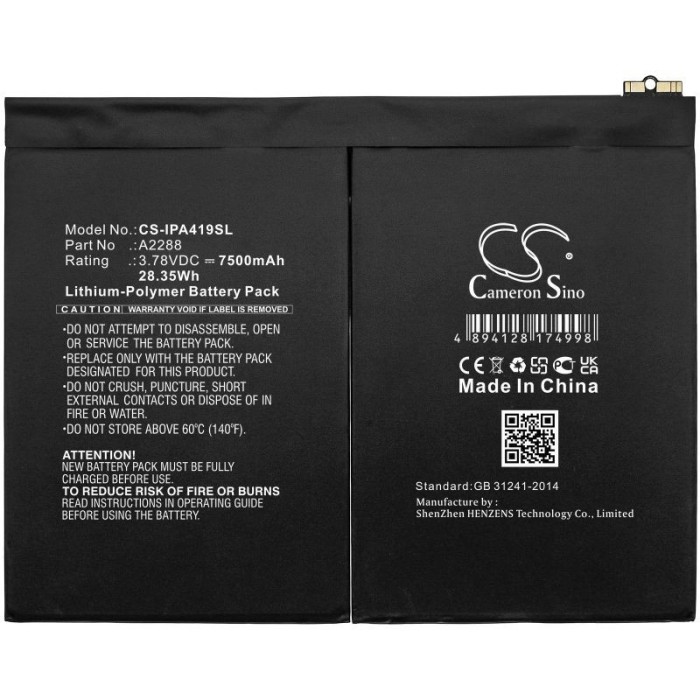 3,78V-7500MAH AKKU ALTERNATIV F&Uuml;R IPAD AIR 4 (2020) COM