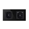 Priza Dubla Techstar&reg; Crystal TSU2, USB 2.1A, Negru Onyx, Sticla Securizata, 16A, Perete Incastrat, Protectie Suprasarcina, Casa/Birou