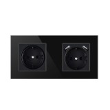 Cumpara ieftin Priza Techstar&reg; Crystal TSU2, Dubla, 2 x USB, 2.1 A, Culoare Negru Onyx, Sticla Securizata, 16A