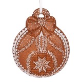 Cumpara ieftin Set 2 ornamente brad Craciun polirasina maro alba 8x2x10 cm
