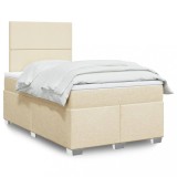 VidaXL Pat box spring cu saltea, crem, 120x200 cm, textil 3290453