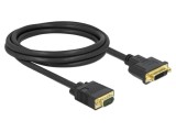 Cablu DVI-I 24+5 la VGA Single Link 2m Negru DELOCK 86757