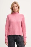 Pepe Jeans pulover din amestec de l&acirc;nă culoarea roz, cu turtleneck, PL7000032