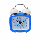 Ceas de masa desteptator pentru copii Pufo Joy, cu buton de iluminare cadran, 16 cm, model You&amp;Me, albastru inchis