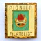 INSIGNA PIONIER FILATELIST CLASA II CU STEMA MARE EMAIL RECE PIONIERI