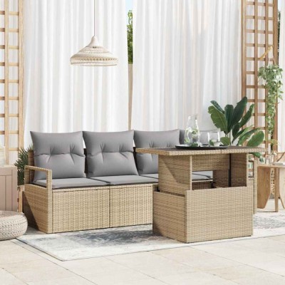 vidaXL Set de canapele pentru grădină Manual 5 pcs bej și gri deschis foto