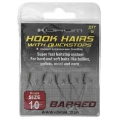 Carlige Legate KORUM Barbed Hook Hairs With Quickstops, Nr.10, 5buc/pac foto
