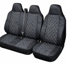 Cumpara ieftin Set huse scaune piele ecologica 2+1 cu tetiera integrata , Negru