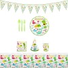 Set 9 accesorii de masa, flippy, colectia dino park, 82 piese, din carton/plastic/hartie, multicolor