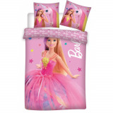 Lenjerie de pat Barbie si Unicorn Kids, 2 Piese, 100A 135 cm, 40A 60 cm, 100% Bumbac