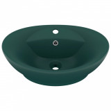 Chiuvetă lux preaplin verde &icirc;nchis mat 58,5x39 cm ceramică oval