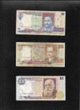 Set Ucraina 10 + 20 + 50 grivne hryvna, Europa