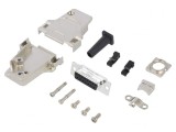 Conector D-Sub 15 PIN mamă unghi 45&deg; pentru lipire pe cablu aurit