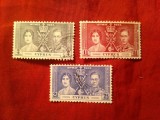 Serie Cipru ocupatie britanica 1937 - Incoronarea Rege George VI si Regina Elisabeta , 3 valori stampilate