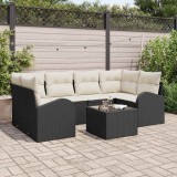 Cumpara ieftin Set de canapele pentru grădină cu pernă 7 pcs Negru, Crem