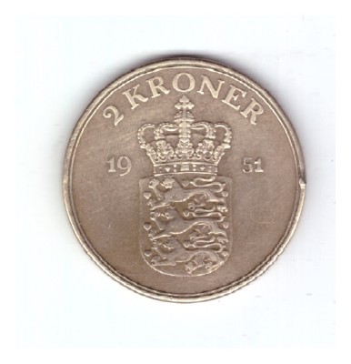 Moneda Danemarca 2 kroner 1951, stare buna, curata foto