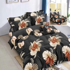 Lenjerie pat dublu,bumbac finet,6 piese,cearceaf normal 220x240cm, cearceaf pilota 200x220cm, 2 fete de perna 50x70, 2 fete de perna 70x70-M256
