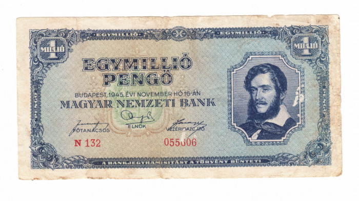 Bancnota Ungaria 1000000 pengo 16 noiembrie 1945, circulata, stare buna