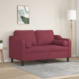 VidaXL Canapea cu 2 locuri cu pernuțe, roșu vin, 120 cm, textil 3200843