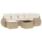 Cumpara ieftin Set canapele de gradina, 7 piese, cu perne, bej, poliratan