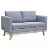 Canapea 2 locuri Gri Deschis Textil, 116x70x73 cm, Cadru Lemn, Huse Detasabile