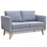 Canapea 2 locuri Gri Deschis Textil, 116x70x73 cm, Cadru Lemn, Huse Detasabile