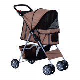 PawHut Cărucior pentru C&acirc;ini de p&acirc;nă la 10 kg, 75x45x97 cm, Maro | Aosom Romania